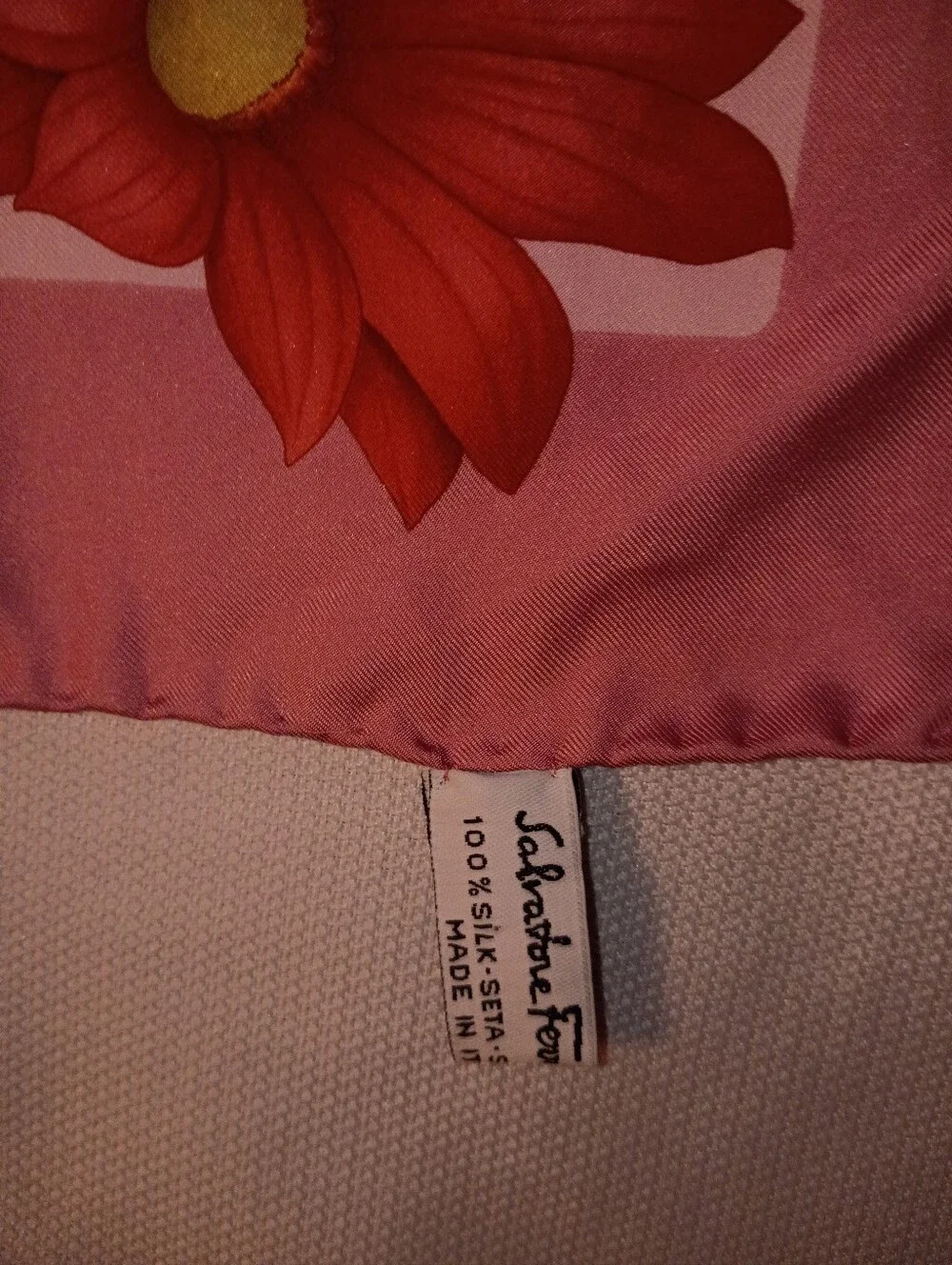 Vintage Salvatore Ferragamo Pink Floral Silk Square Scarf Made In Italy Women's